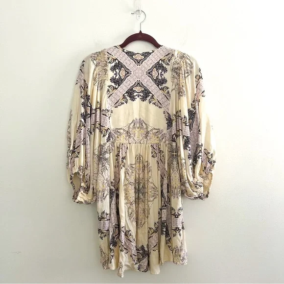 Free People Girl Talk Babydoll Tunic Ivory Boho Flowy Top Size S - Picture 6 of 15